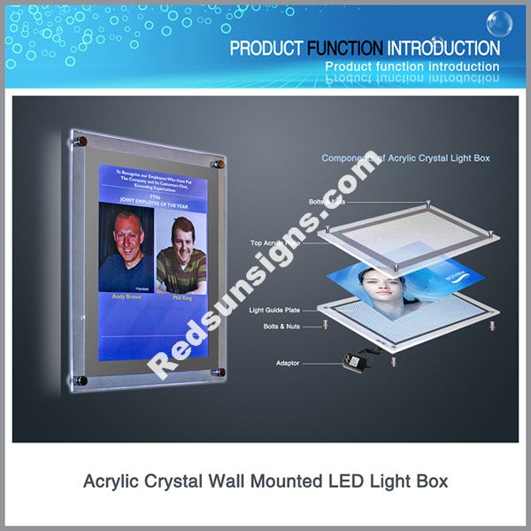 Single Side Wall Mounted Crystal LED Light Box